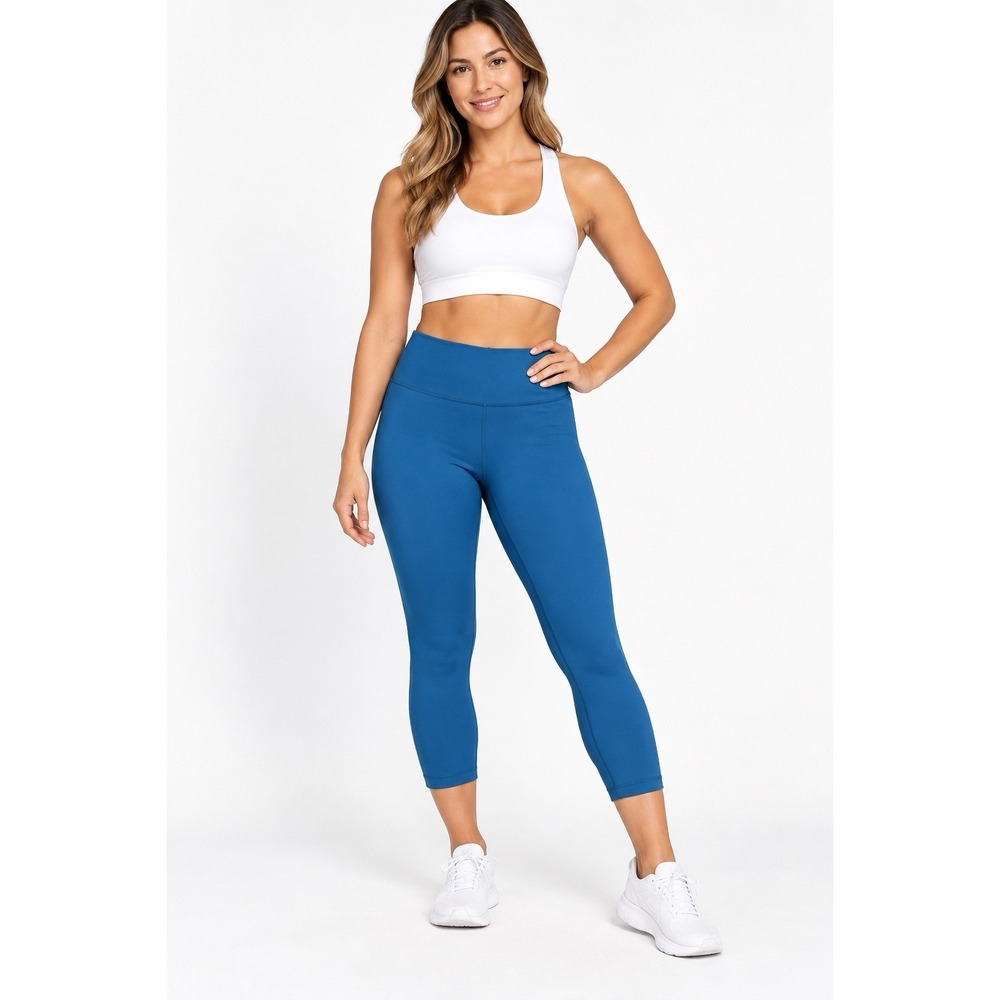Lululemon Wunder Train High Rise Crop Leggings Blue Size 20 Inseam 23"